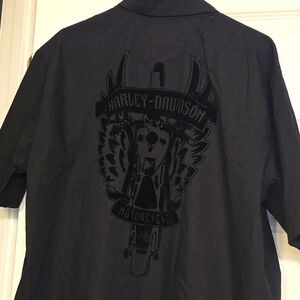 Men's Harley-Davidson motorcycle button down shirt- short sleeve Black Large🕶👑